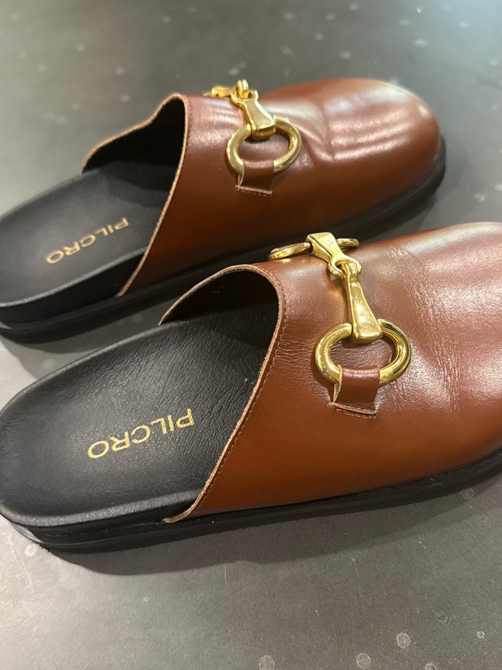 Pilcro Anthropologie horsebit clogs leather Slip-On Mules Gold Hardware size 37 - Picture 4 of 7